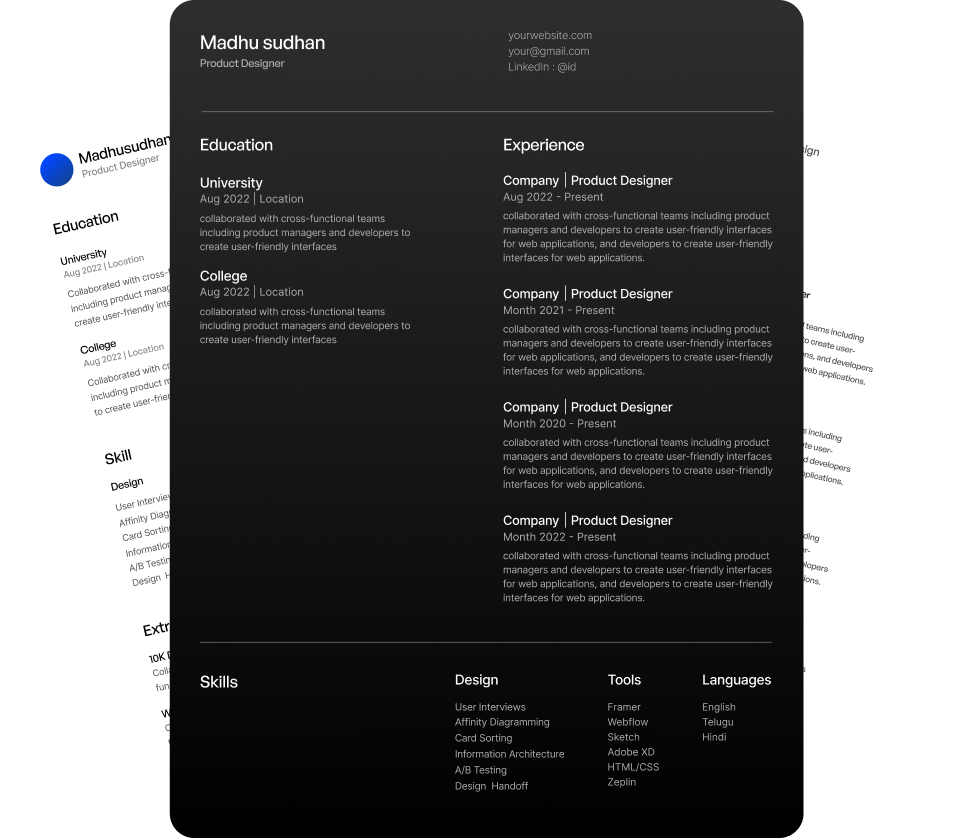 ReCreateResume builder preview